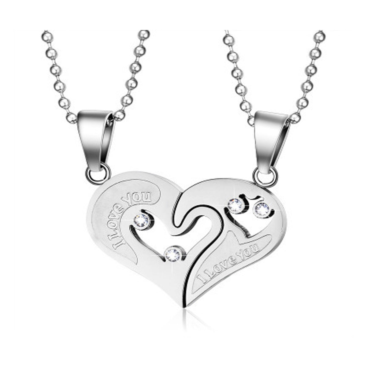 Wholesale  necklace a pair of heart-shaped diamond-embedded love pendant trendy Korean style jewelry